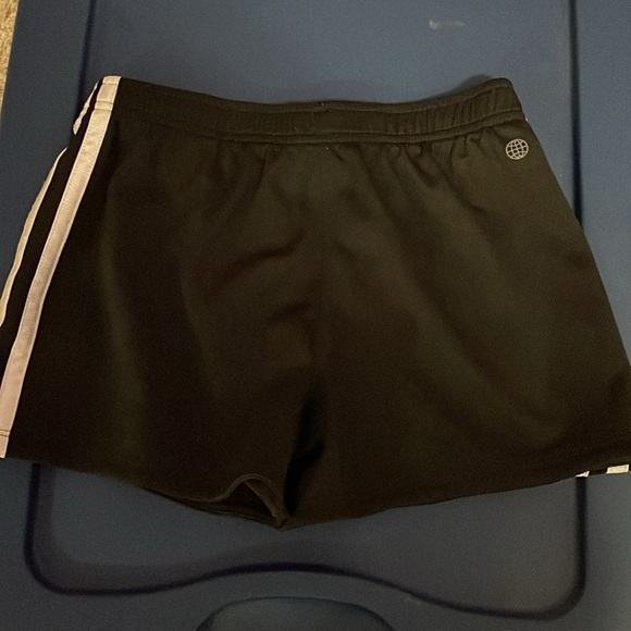 Girls Adidas soccer shorts black & white stripes purple & white stripes - Picture 9 of 9